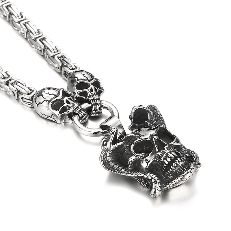 Jewelry Retro Skull Ghost Stainless Steel Pendant Necklace