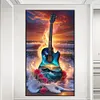 (Grande Taille) Guitare bord de mer-peinture diamant rond-40*70cm