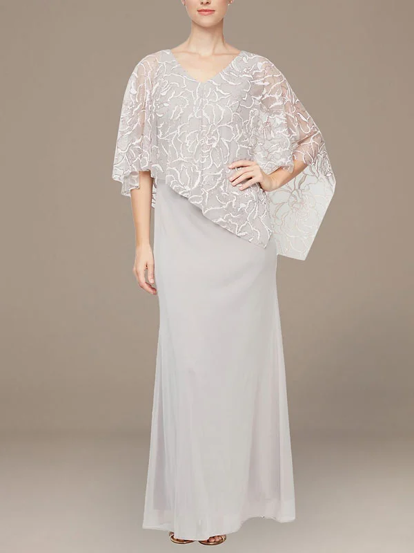 chiffon tank dress with asymmetric capelet