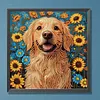 Golden Dog with Sunflowers Partial Drill Diamond Painting Kit 30x30cm Special Shaped Diamonds DIY Craft for Adults Beginners Home Decor