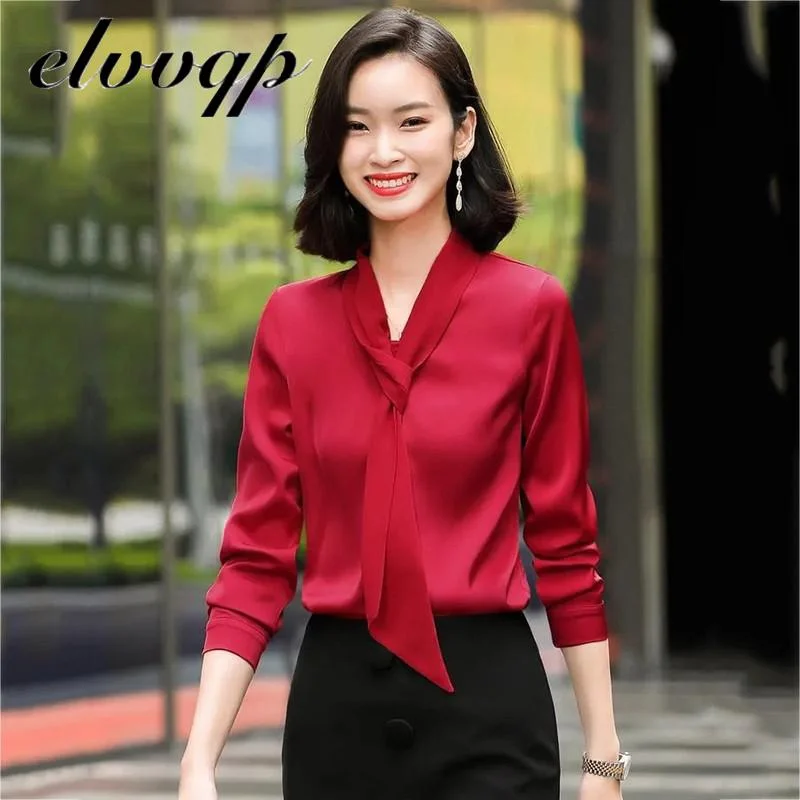 Plus Size Satin Elegant Women Blouses Spring Autumn Long Sleeve Vintage Shirts Ladies Tops Workwear Fashion Blusas Button Shirts