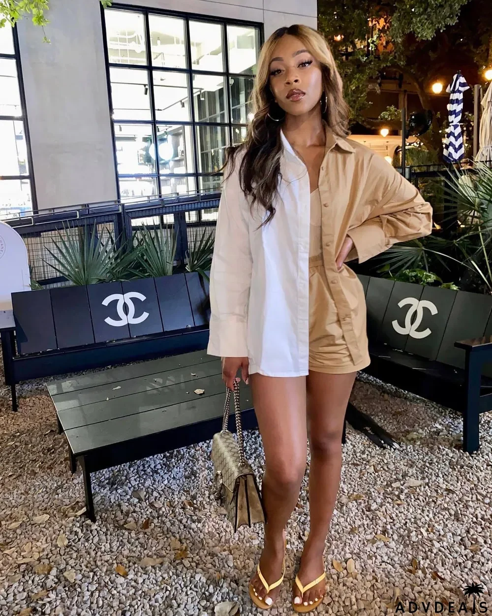 Women's nightclub fashion sexy button striped Chic career long-sleeve shirt Shorts Two Piece Set