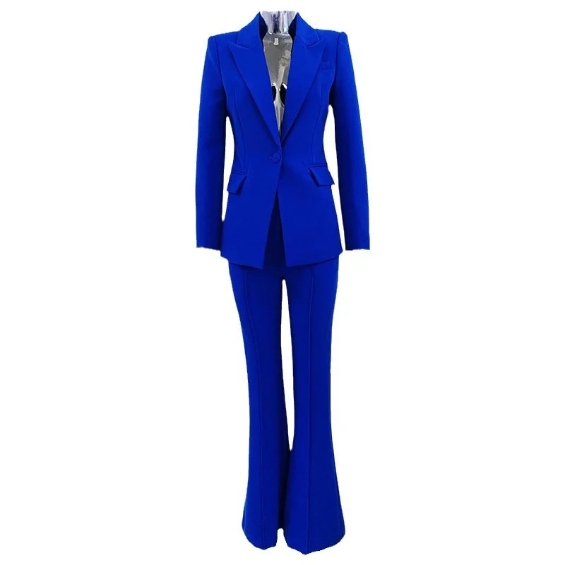 Nigikala Nigikala Star Professional Fashion Fashion A Buckle Button Long Suit + Horn Pants Set Two Sets