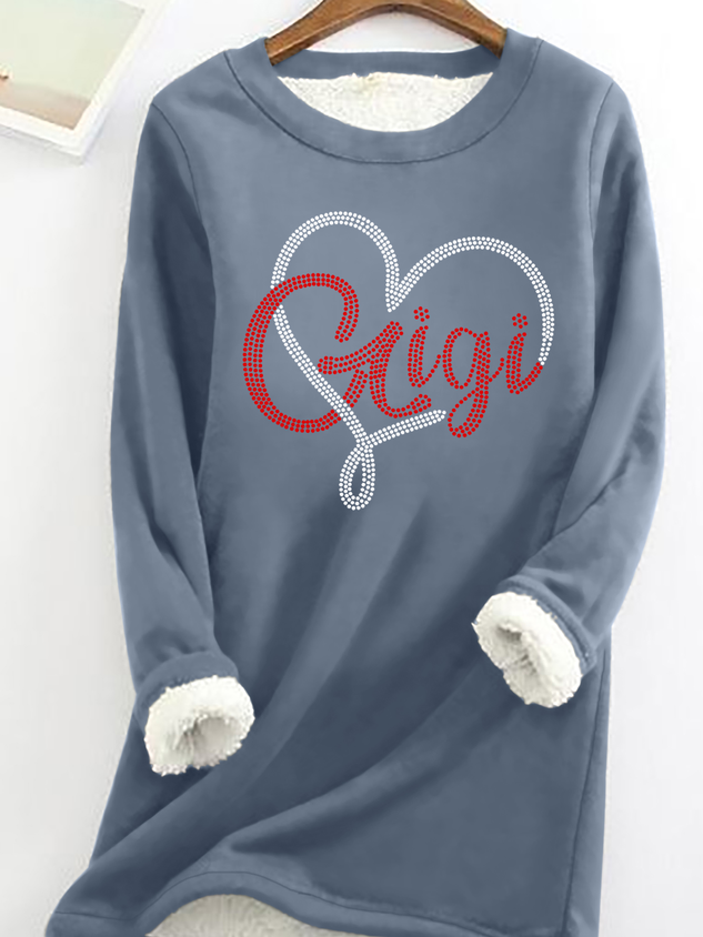 Women's Gigi Heart Crew Neck Warmth Fleece Sweatshirt socialshop