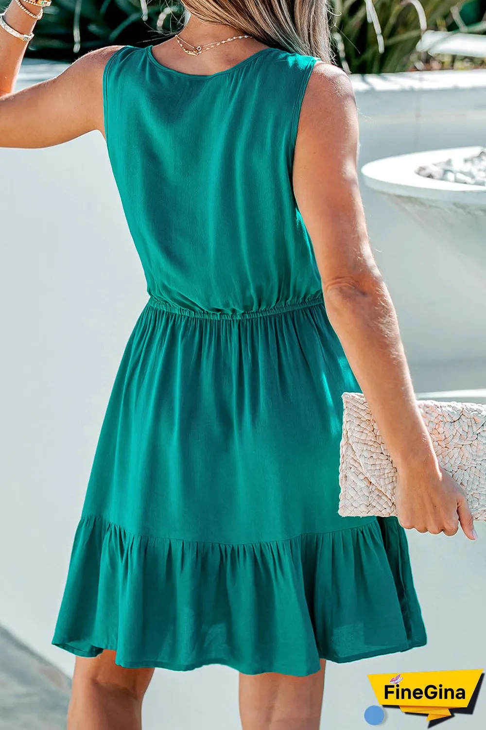 Casual Simplicity Solid Fold V Neck A Line Dresses