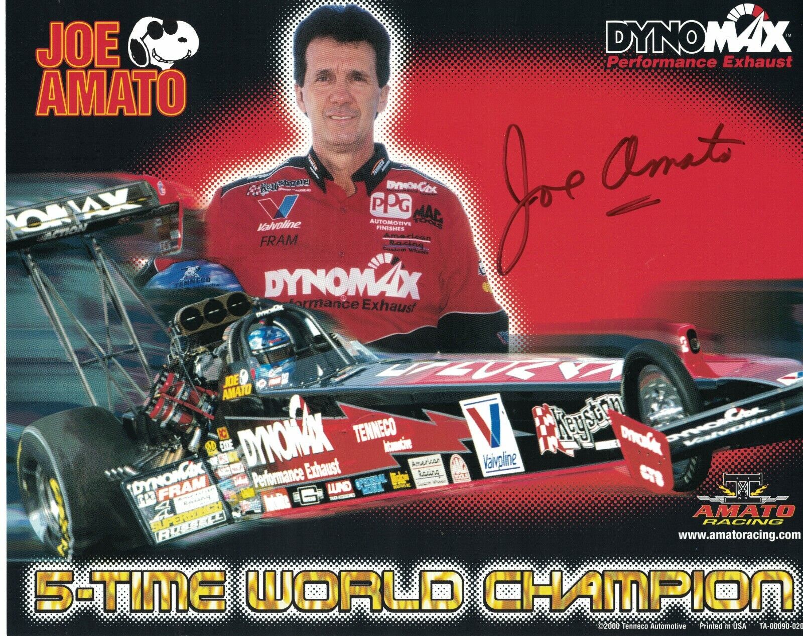 Joe Amato Signed Autographs 8 x 10 Photo Poster painting Dragster Driver NHRA