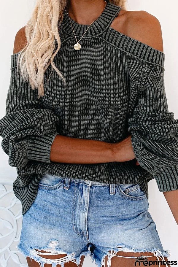 Cold Shoulder Knit Sweater