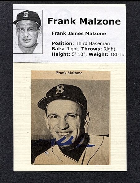 FRANK MALZONE-BOSTON RED SOX AUTOGRAPHED Photo Poster painting W/BIO-(d.2015)