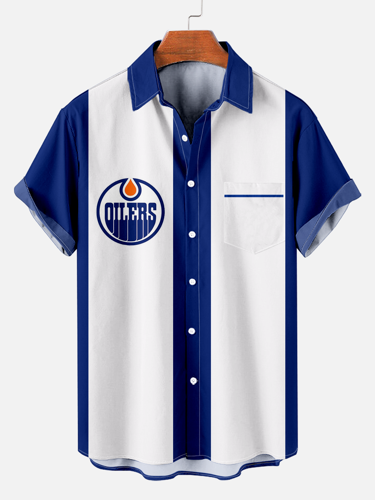 Men s classic hockey logo contrast casual pocket shirt