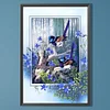 (Grande Taille) Cadre peinture &eacute;toile fleur bluebird-plein diamant rond peinture-40 * 60cm