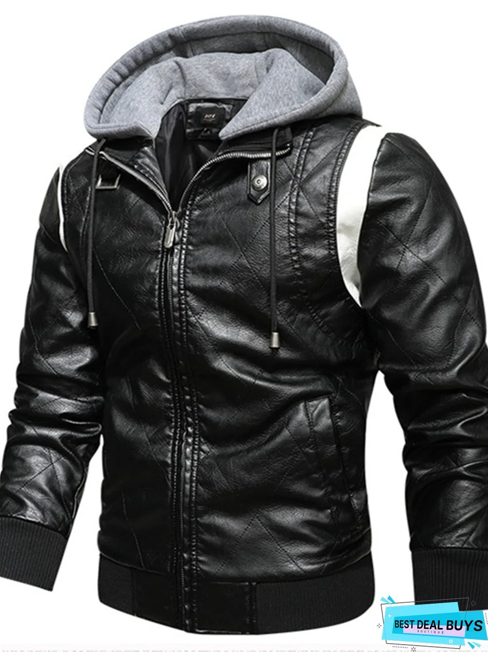 Men's Pu Leather Casual Stand Collar Coat