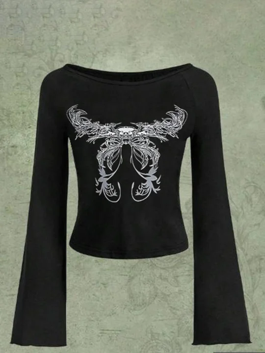 Gothic Female Top Long Sleeve Y2KT T-Shirt Female Orientation