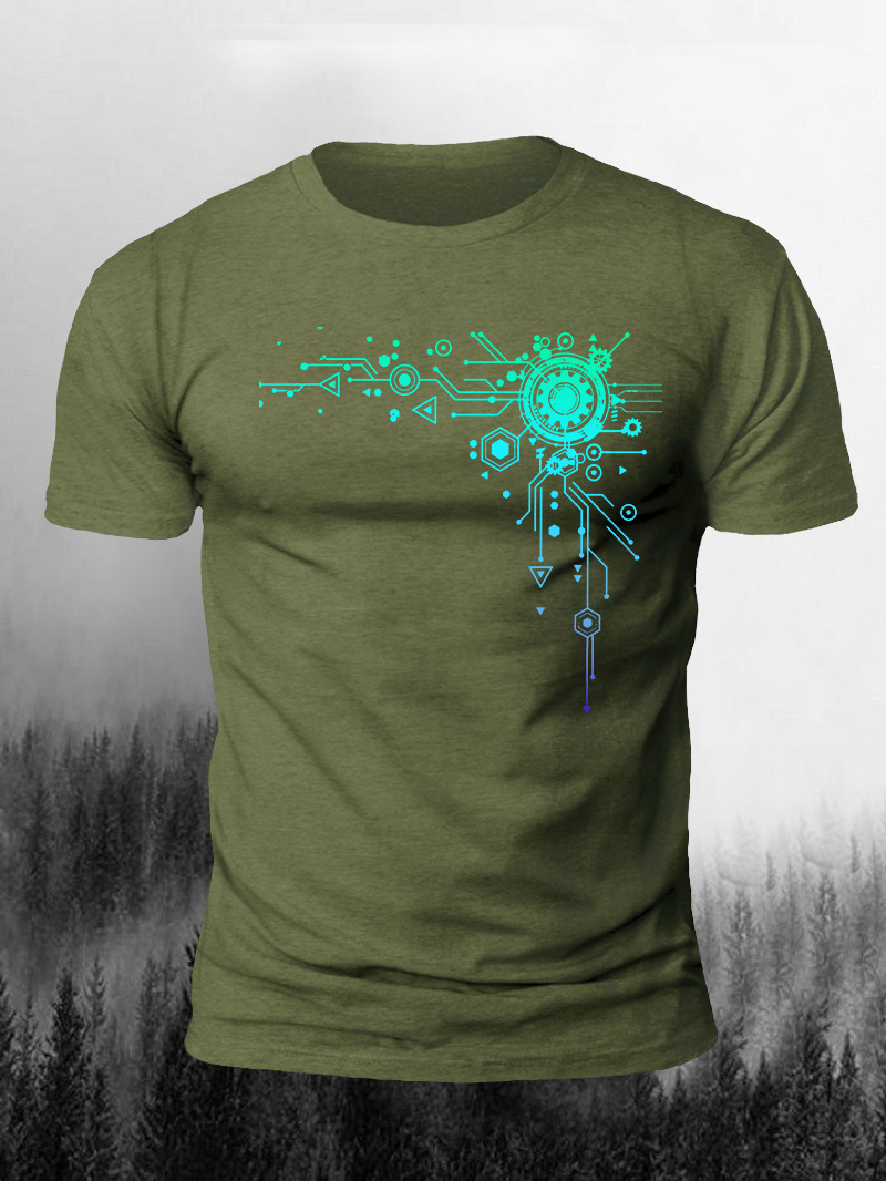 Men's Blue Tech Element Print T-Shirt