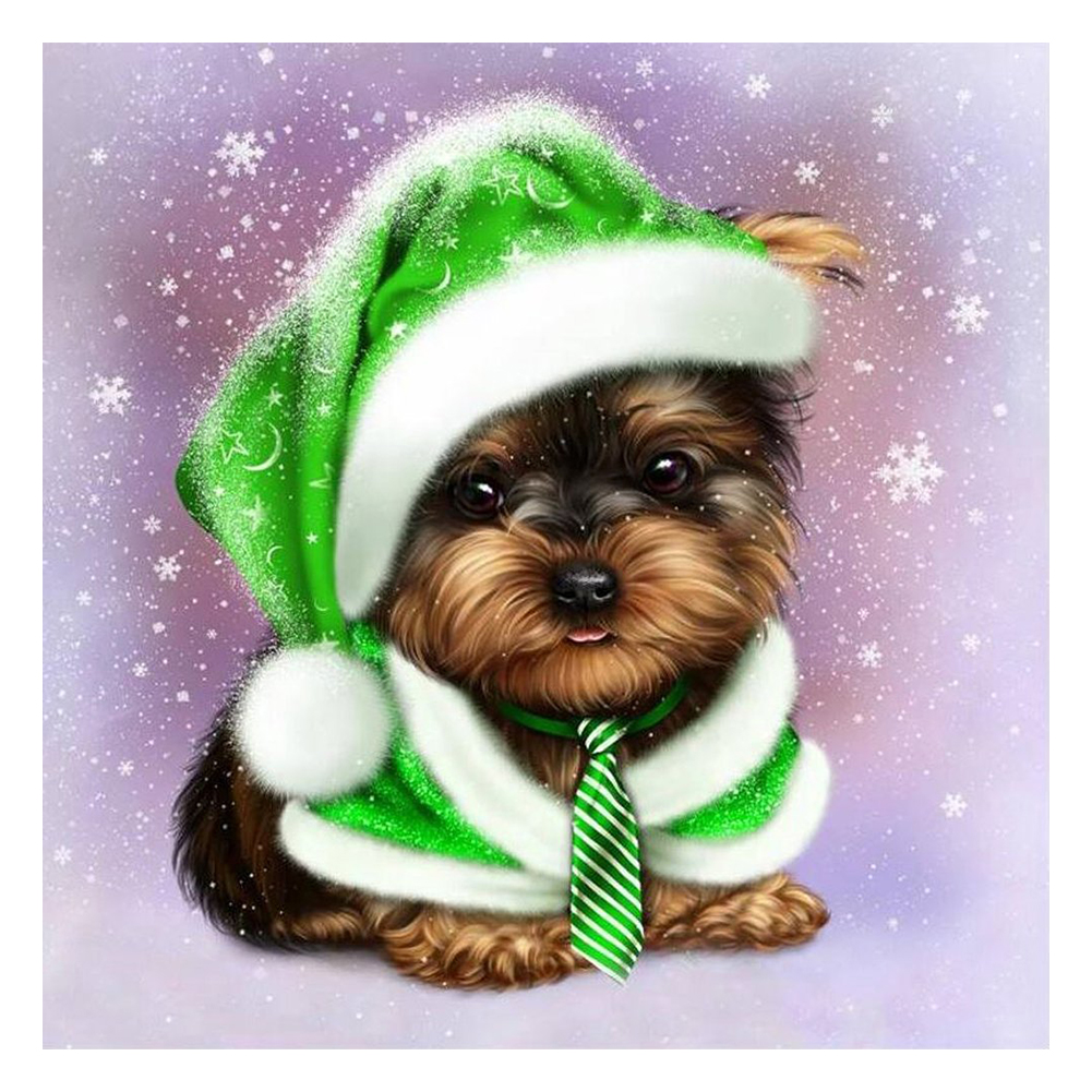 

35*35CM - Square Drill Diamond Painting - Winter Dog, 501 Original