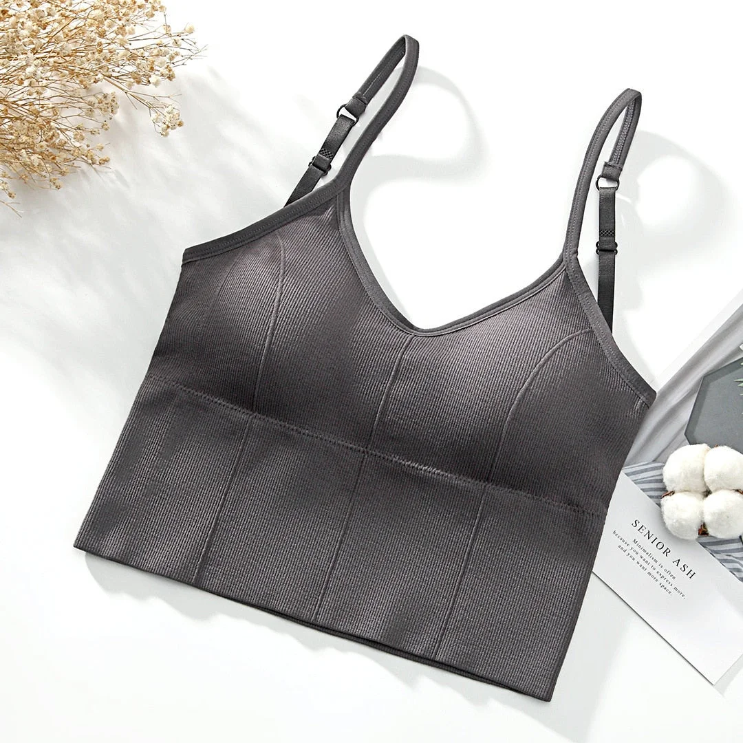 SVOKOR Sexy Bra Solid Top Women Crop Top Push Up Lingerie Bra Sports Fashion Street Top U-shaped Back 14 Color