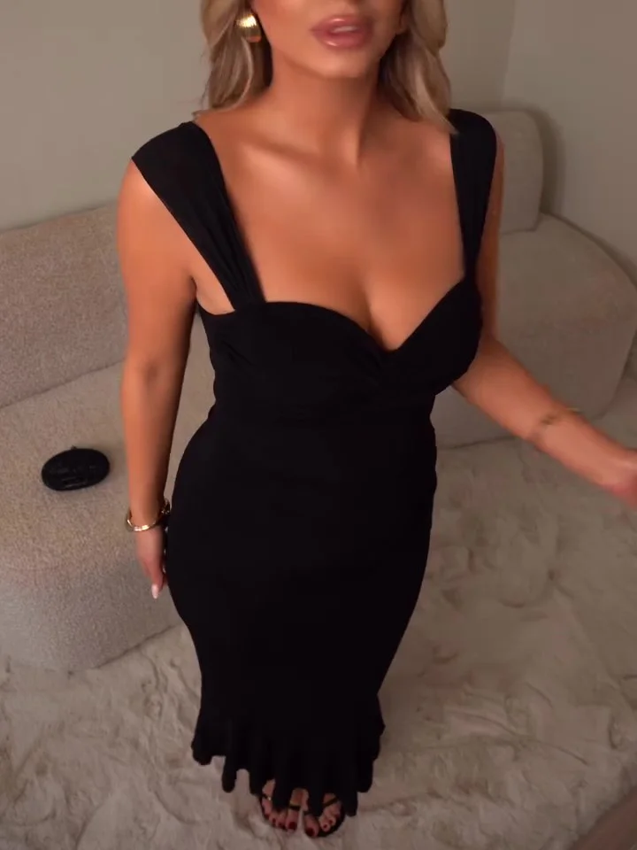 Black Twist Design  Bodycon Bodycon Dress With Straps