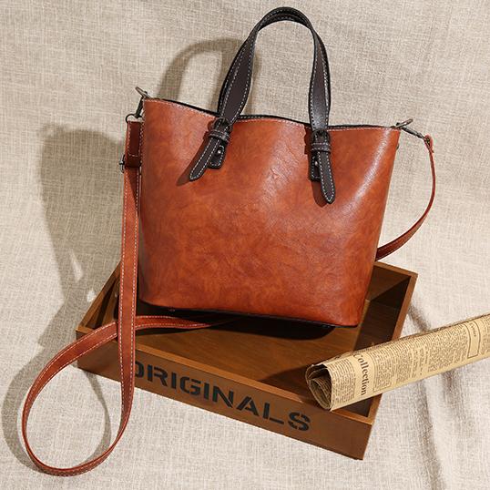 Ladies retro handbag wild large-capacity bucket bag retro single shoulder messenger bag