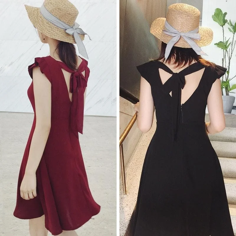 Red/Black Elegant Sleeveless Laced Back Dress SP1710275