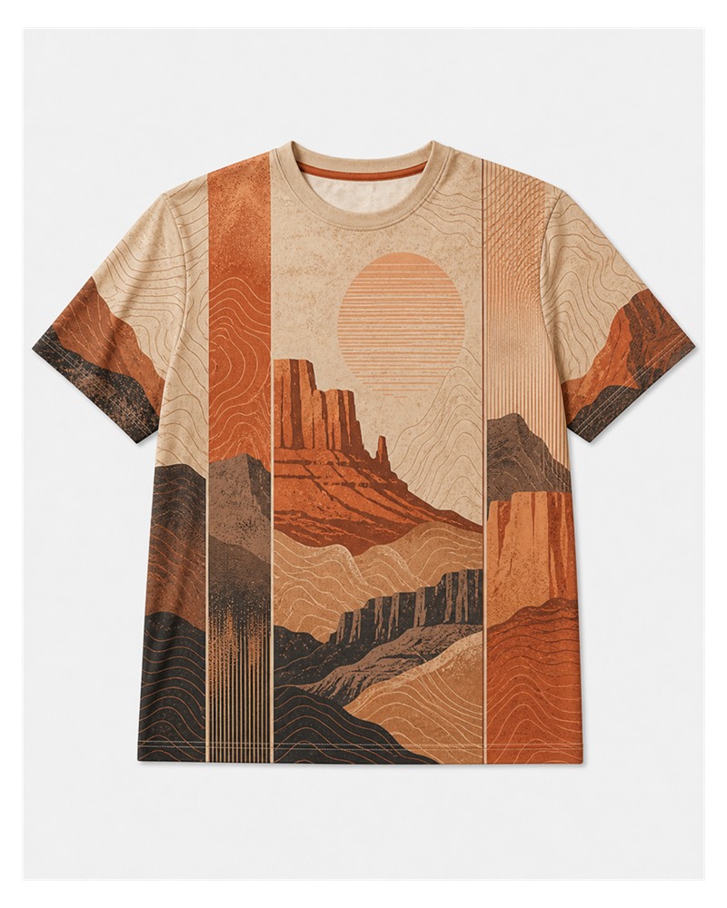 Big & Tall Desert Mesa Digital Print T-Shirt and Shorts Set