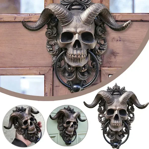 Horned God Skull Hanging Door Knocker - tree - Codlins