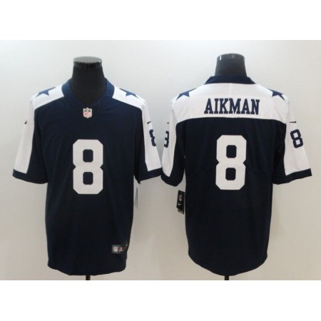 Men's  Dallas Cowboys #8 Troy Aikman Navy Blue Thanksgiving Vapor Untouchable Throwback Limited Stitched NFL Jersey