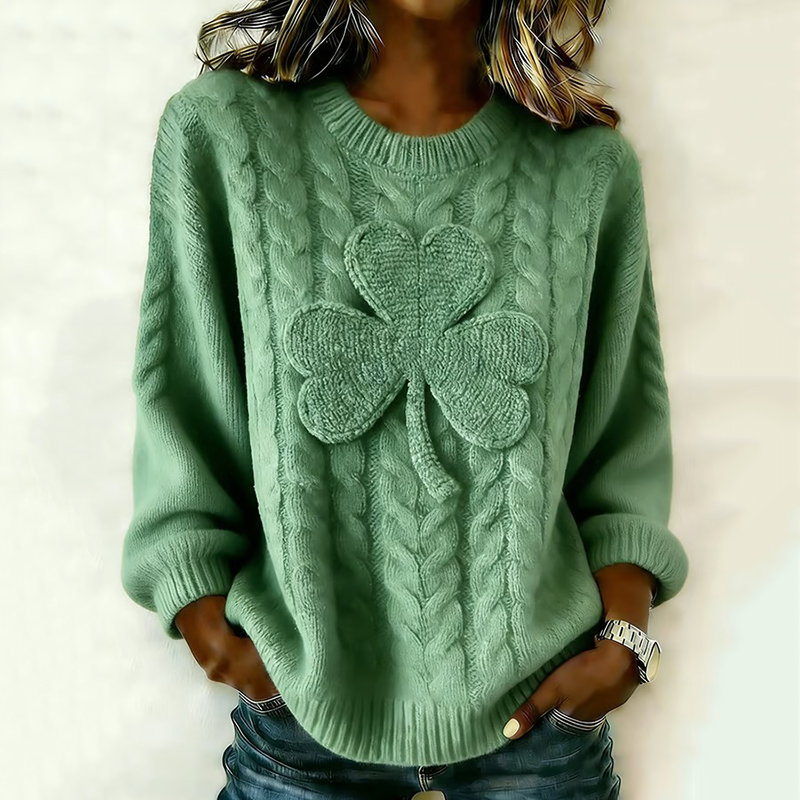 Women's St. Patrick's Day With Clover Printed Knit Top wearshes