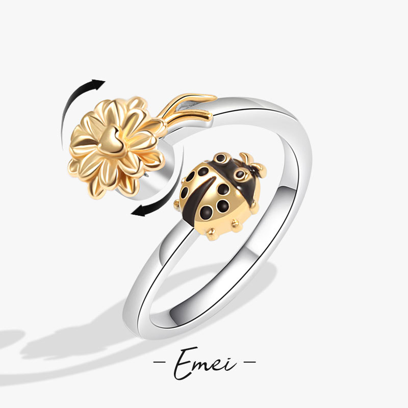 Flower Pistil Sunflower Ladybug Rotating Ring