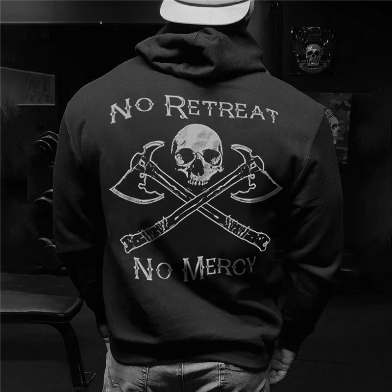 Livereid Retro Axe Skull Print Loose Hoodie - Livereid