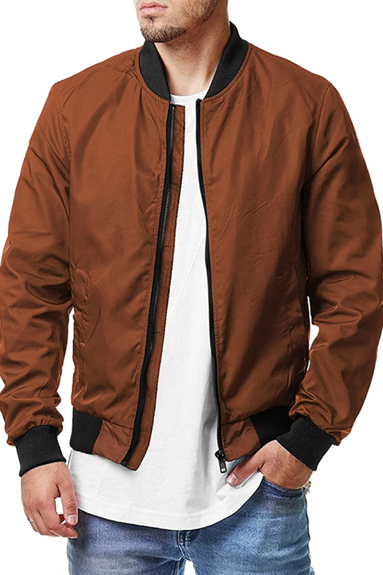 Tiboyz Casual Fitted Solid Bomber Jacket