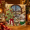 (20x20cm)Festive Window View DIY Pearl Painting Art Kits With Inner Frame Pearl Gem Paintings Picture Arts Craft for Adults Beginners Home Wall Decor