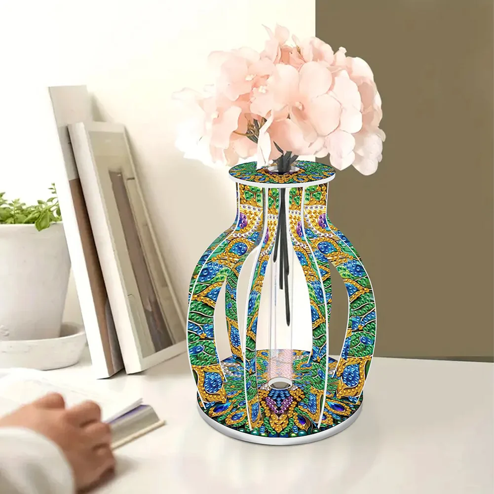 Flower Diamond Painting Flower Vase Rhinestones Desktop Ornaments for Home Decor
