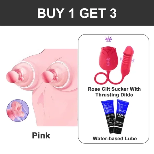 Adjustable Intensity Rose Kiss Breast Vibrator with Nipple Clamps