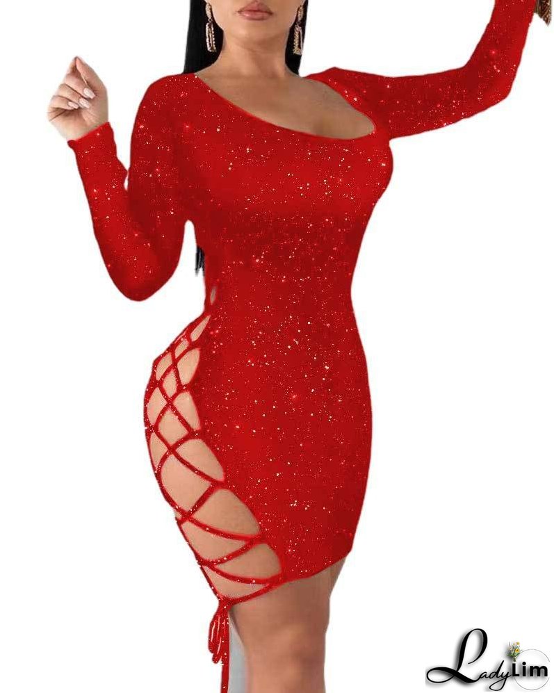 Women's Leopard Print Backless Lace-up Long Sleeve Dress