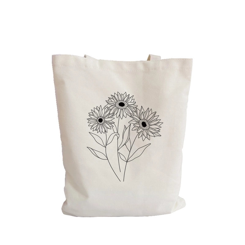 Women’s Streetwear Flower Canvas Shopping Bags