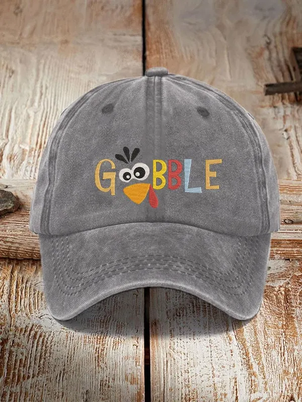 Thanksgiving "GOBBLE" printed hat 