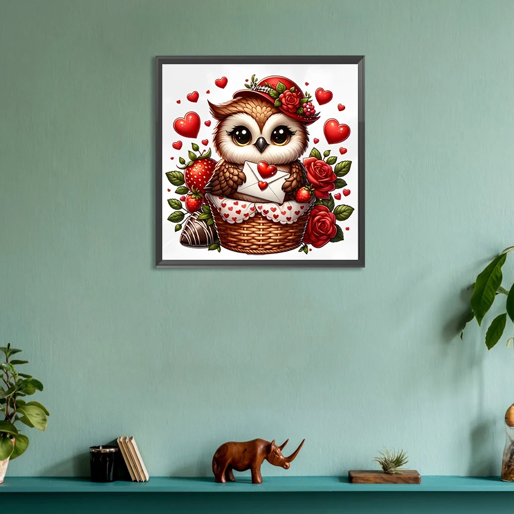 Diamond Painting - Full Round Drill - Love Owl(Canvas|30*30cm)