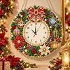 Acrylic Special Shape Xmas Wreath Diamond Pearl Painting Clock Handicraft Hanging Kit