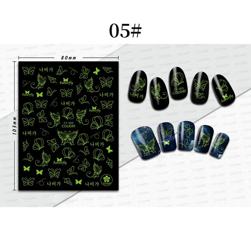 1 Sheet 3D Halloween Nail Sticker Christmas Skull Bone Snake Butterfly Maple Leaf Pattern Decals Manicures 3D Nail Decorations