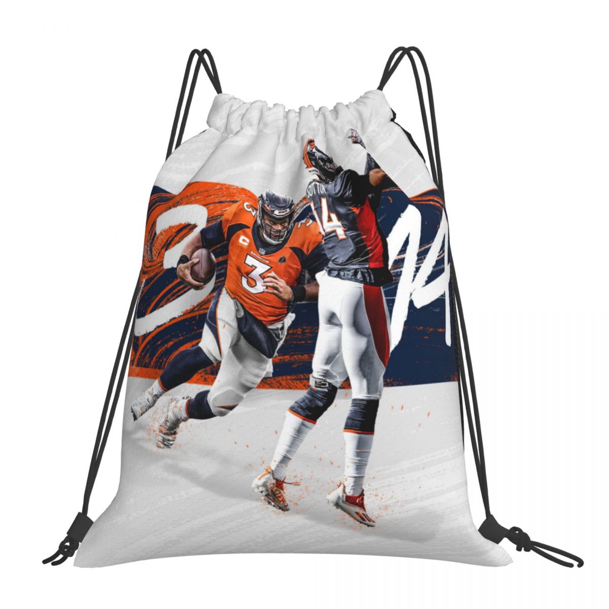 Denver Broncos Russell Wilson and Courtland Sutton Unisex Drawstring Backpack Bag Travel Sackpack