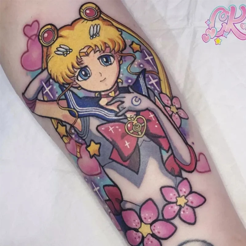 Japanese Cartoon Tattoo Stickers Female Anime Waterproof Cute Sexy Fashion Art Fake Tattoos Lasting Flower Arm Temporary Tattoos