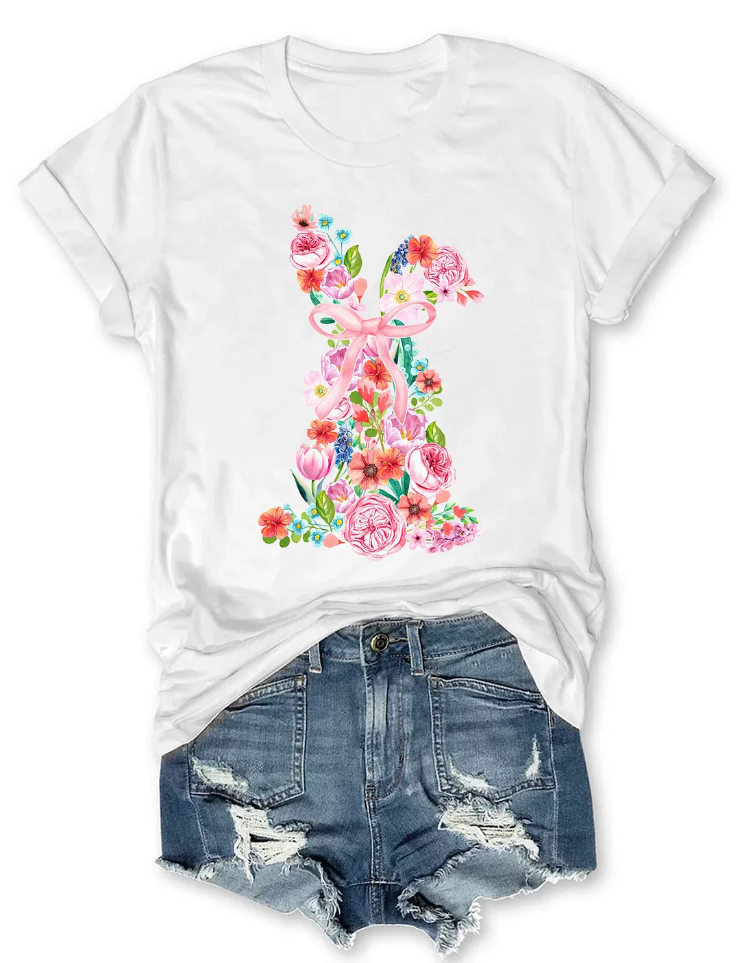 Watercolor Floral Easter Bunny T-shirt