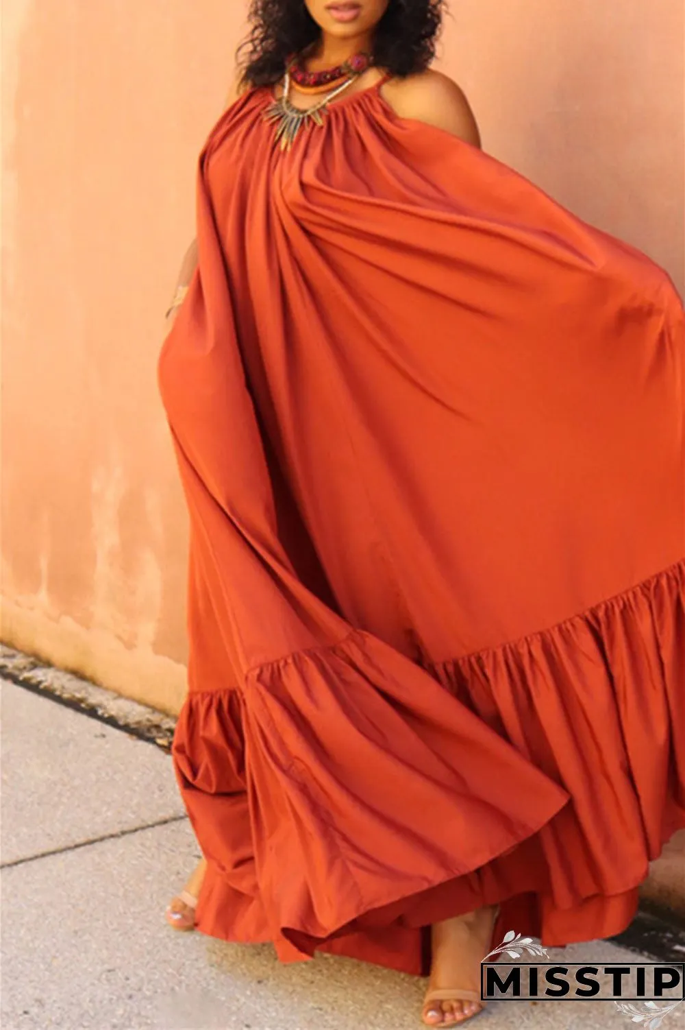 Pink Sexy Casual Solid Backless Spaghetti Strap Loose Sling Dress