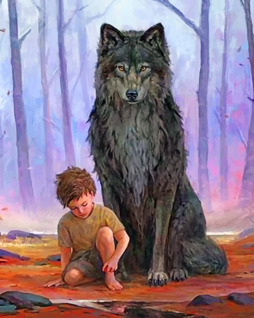 

Boy And Wolf – Human And Animal Paint By Numbers - 40*50CM, 501 Original