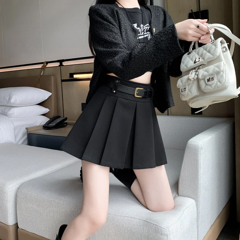 Toloer Coffee Color Wool Pleated Skirt Women's Winter 2024 New High-Waist A-Line Umbrella Skirt Small Anti-Light Skirt-Outfit Ideas