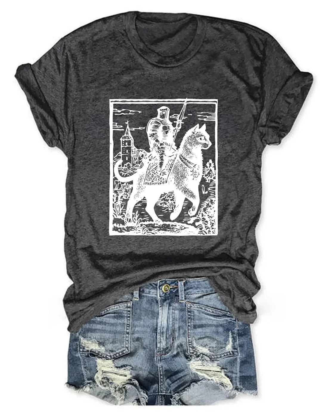 Knight Cat Rider Vintage T-shirt
