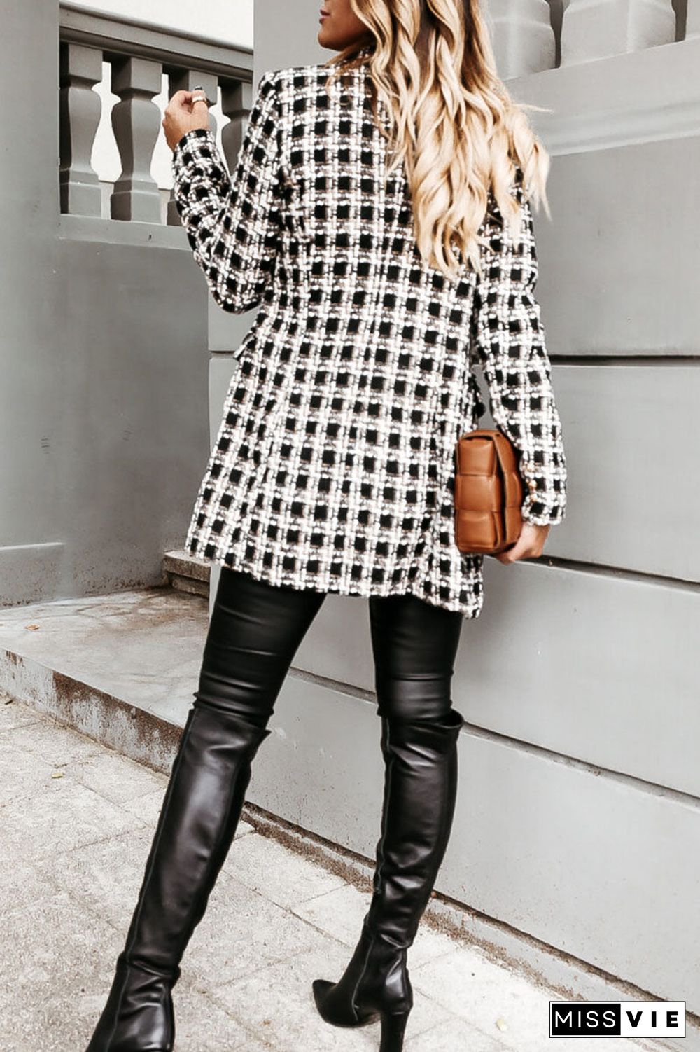 Fashion Street Plaid Turn-back Collar Outerwear(5 Colors)