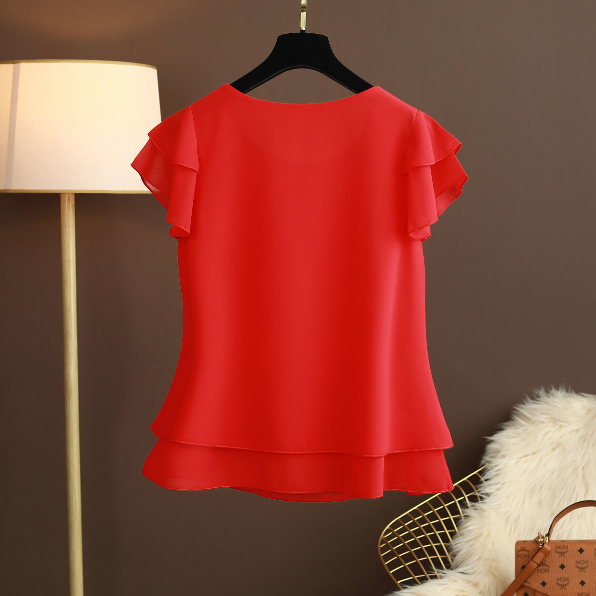 Ballifyex New Summer Women Blouse Loose O-Neck Chiffon Shirt Female Short Sleeve Blouse Oversized 6XL Shirts womens tops and blouses Top