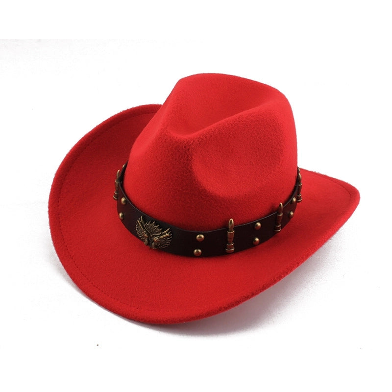 Ethnic Style Topper Hat Western Cowboy Hat Tibetan Tibetan Performance Hat Woolen Hat Central Retro Woolen Hat