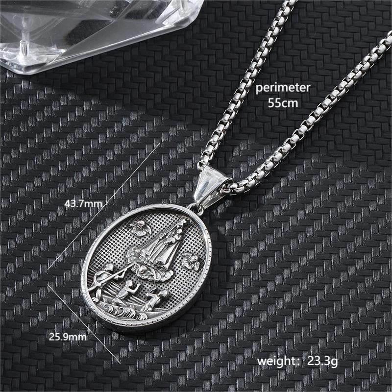 Hip-Hop Cross Anchor Skull Stainless Steel Carving Halloween Men’s Pendant Necklace