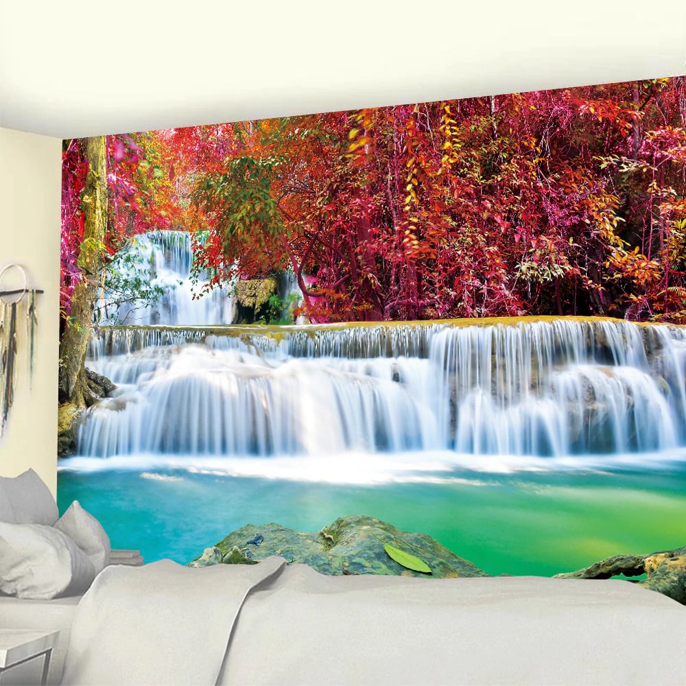 Nigikala waterfall forest home art tapestry Hippie Bohemian decoration large bed sheet background wall sofa blanket